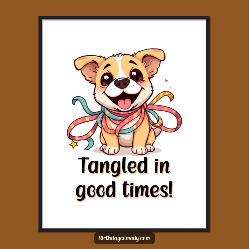 Free Printable Dog Wall Art: Festive Ribbon Fun Download