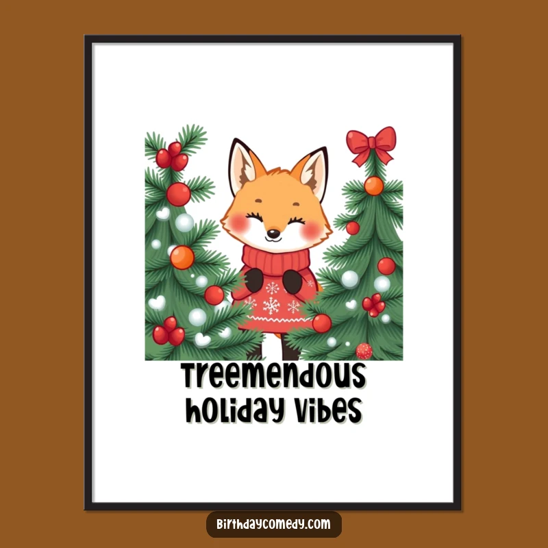 Free Printable Wall Art: Festive Fox Peeking, Whimsical Decor Download