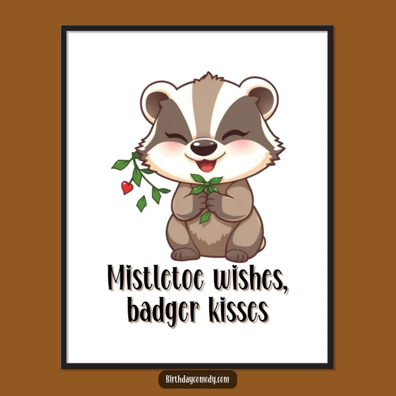 Free Printable Wall Art: Mischievous Badger Wink, Festive Decor Download