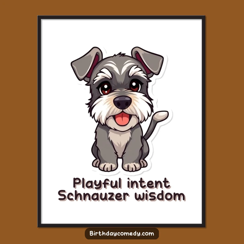 Free Printable Wall Art: Playful Schnauzer Wagging Tail Funny Dog Downloadable Gift