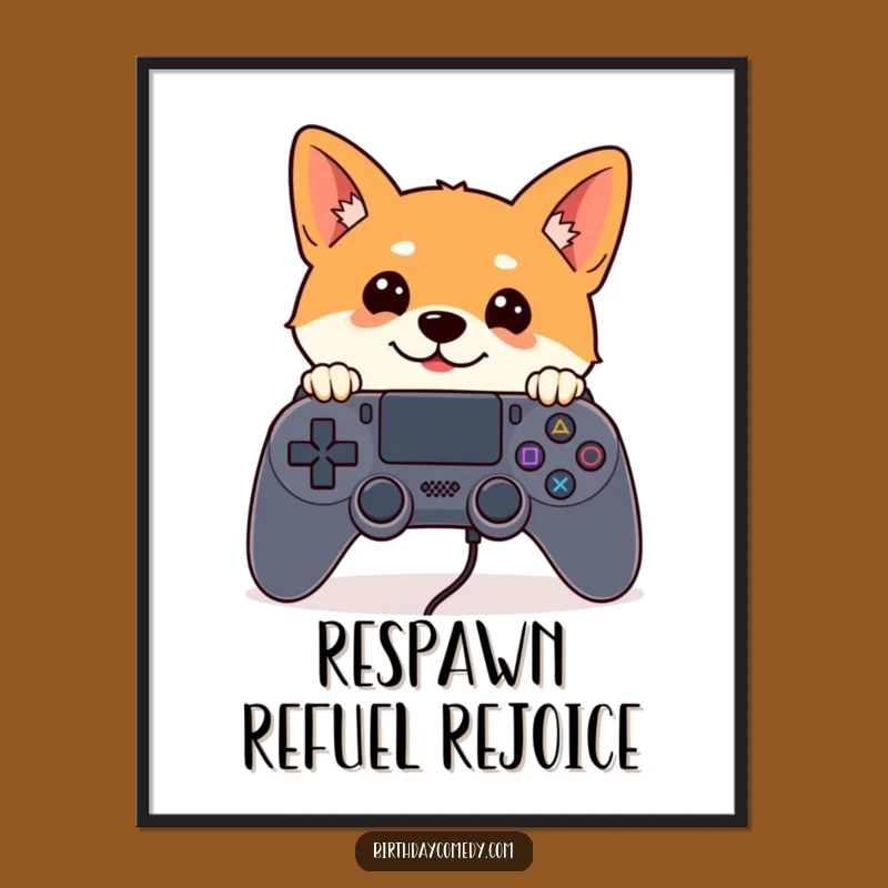 Funny Free Printable Shiba Inu Wall Art: Gamer Dog Downloadable Art