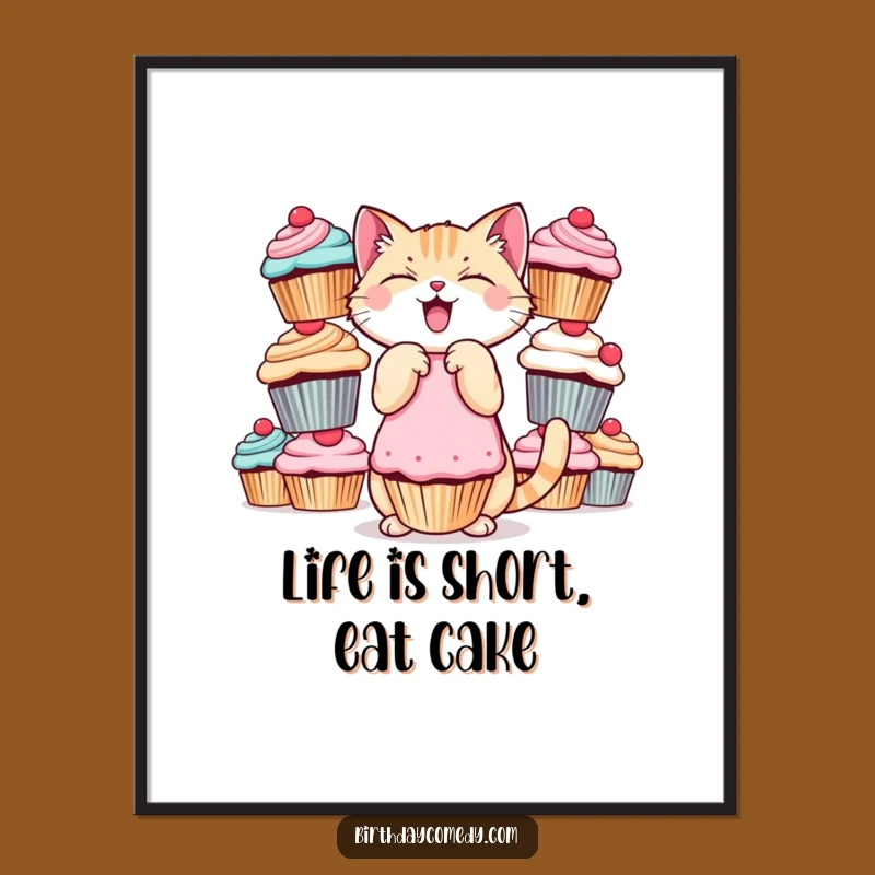 Free Printable Cat Cupcake Art: Funny Cat Decor, Downloadable Art, Print at Home