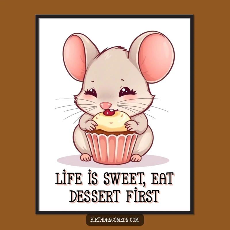 Free Printable Wall Art: Mouse & Cupcake, Funny Downloadable Decor for Kitchen Lovers