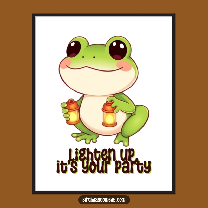 Free Printable Wall Art: Funny Smiling Frog with Lantern for Whimsical Home Decor