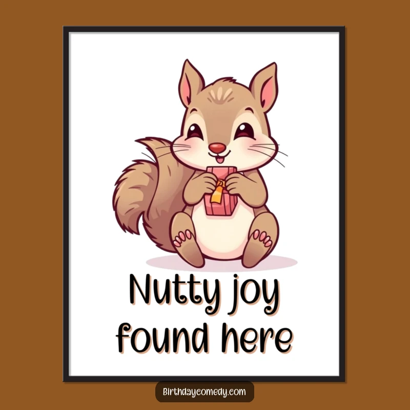 Funny Free Printable Wall Art: Squirrel's Gift Moment, Downloadable Charm for Your Walls