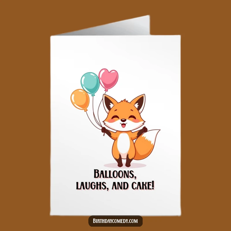 Free Printable Birthday Card: Funny Juggling Fox Balloon Design - A Hilarious Downloadable Gift!