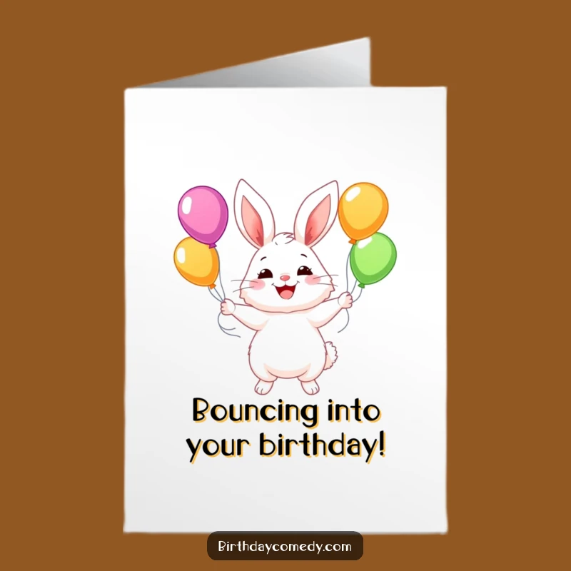 Free Printable Juggling Bunny Birthday Card: Funny Balloon Downloadable Gift