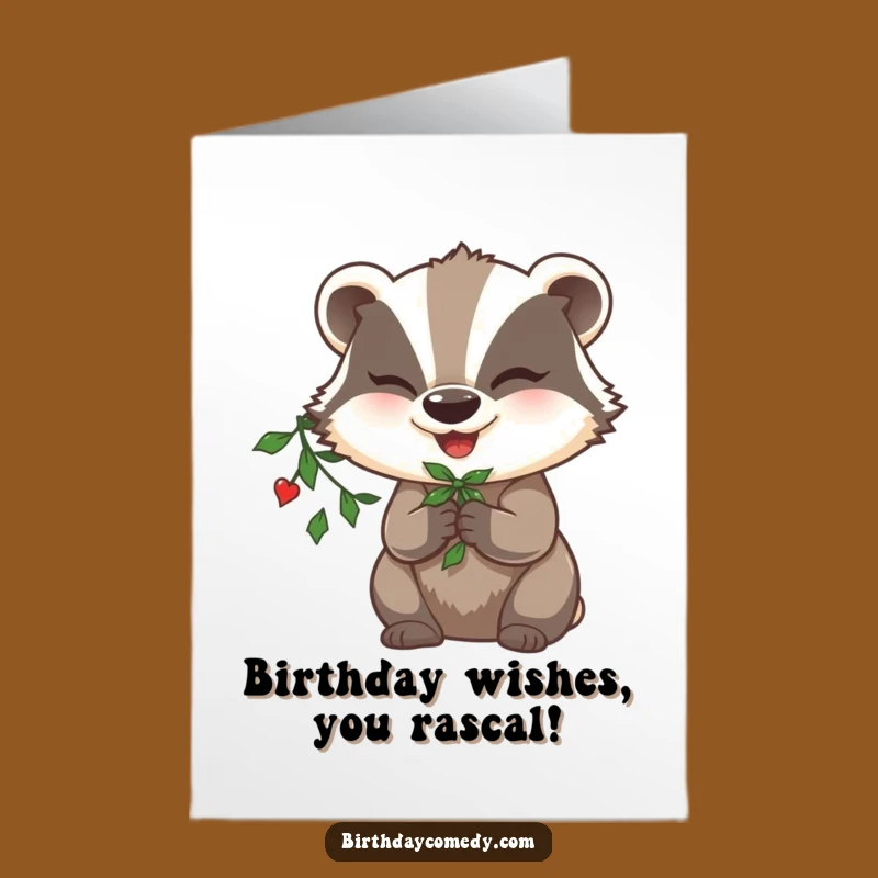Free Printable Badger Birthday Card: Mischievous Wink, Festive Fun