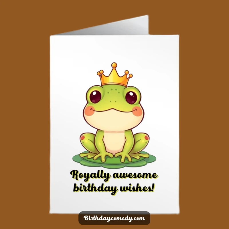 Free Printable Birthday Card: Funny Crown Frog DIY Downloadable Gift for Laughs