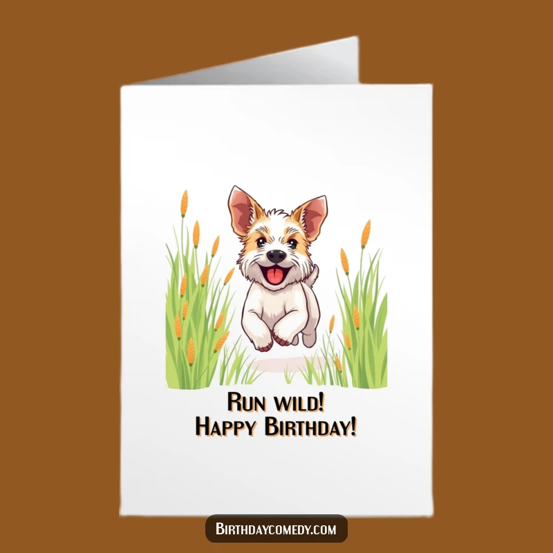 Free Printable Birthday Card: Happy Terrier Running - Joyful Downloadable Gift