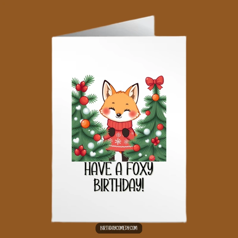 Free Printable Fox Birthday Card: Festive Jumper, Peek-a-Boo Fun
