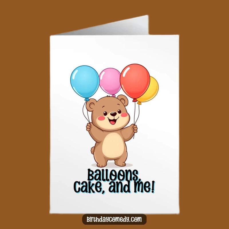 Free Printable Funny Birthday Card: Bear Cub Juggling Balloons - Downloadable Joyful Gift