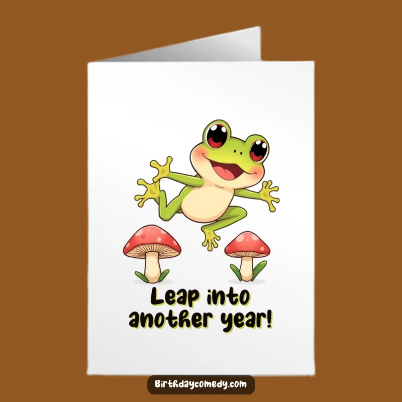 Free Printable Funny Birthday Card - Frog Jumping Fun - Downloadable Gift
