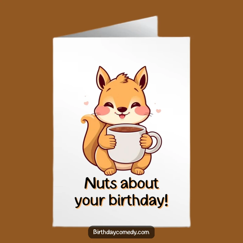 Free Printable Funny Squirrel Birthday Card: Cozy Cocoa Downloadable Gift