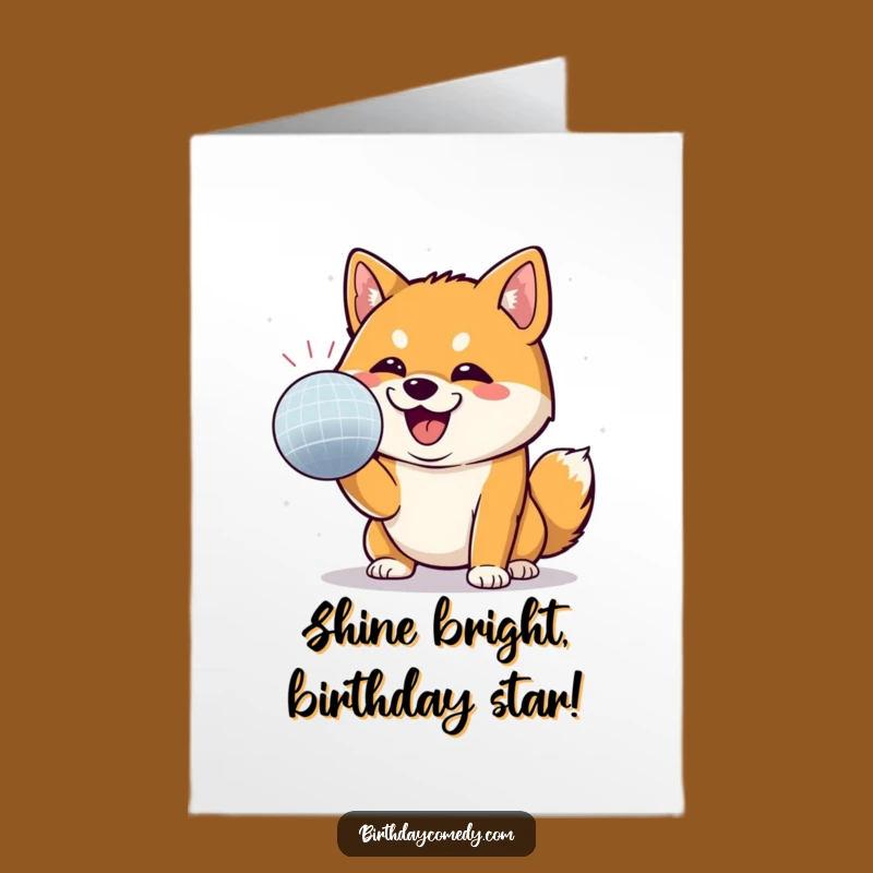 Free Printable Shiba Inu Birthday Card: Fun Dog Disco Party Downloadable Gift