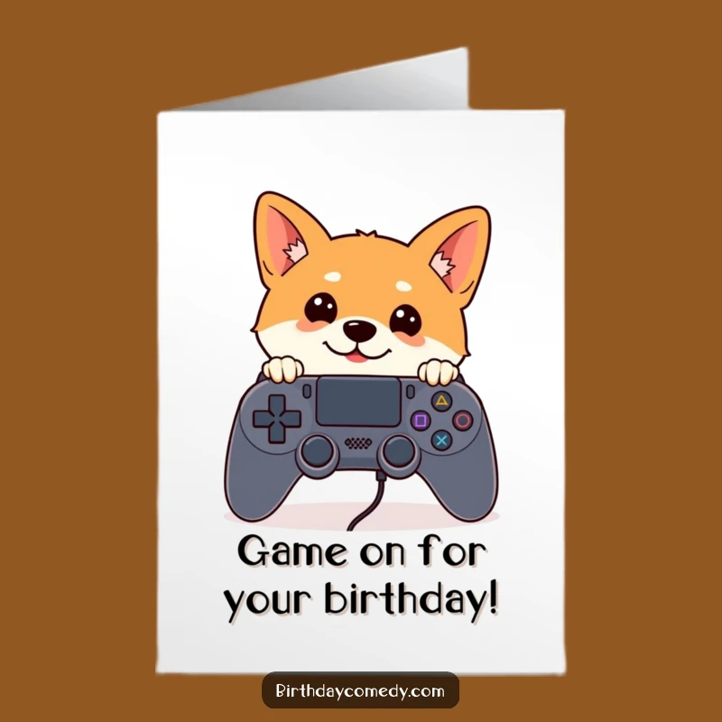 Free Printable Shiba Inu Birthday Card: Gamer Dog Downloadable Gift