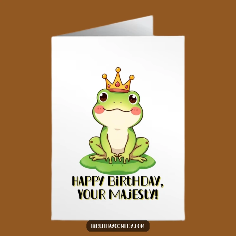Free Printable Funny Birthday Card - Frog King Crown - Downloadable Fun