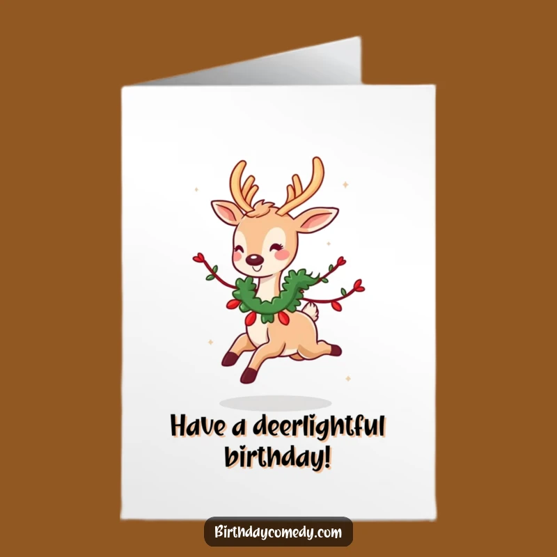 Free Printable Deer Garland Birthday Card: Funny Downloadable Gift for a Delightful Celebration