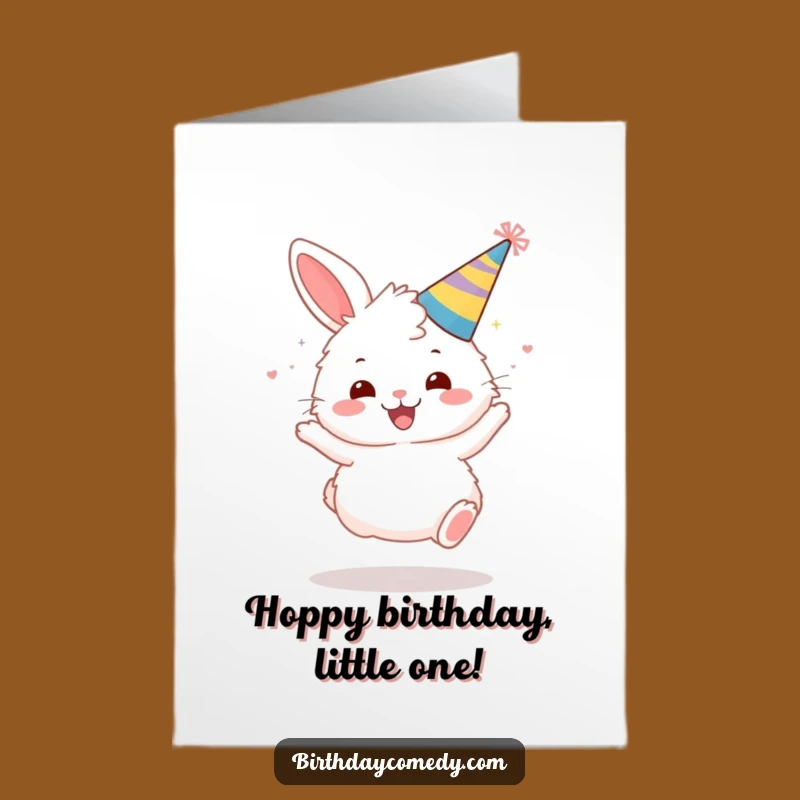 Free Printable Bunny Birthday Card: Gleeful Party Hat Hop for Fun
