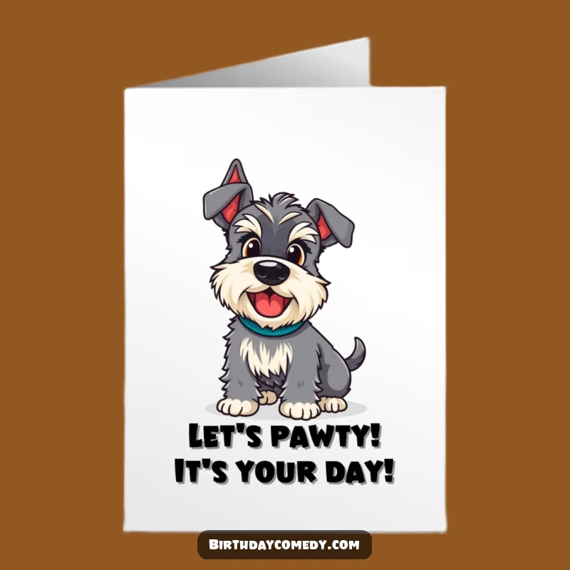 Free Printable Birthday Card: Wiggle Schnauzer Adventure Funny Dog Downloadable Gift
