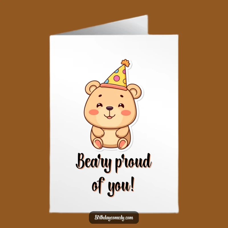 Free Printable Congrats Card: Bear In Oversized Hat Downloadable Greeting Funny Gift
