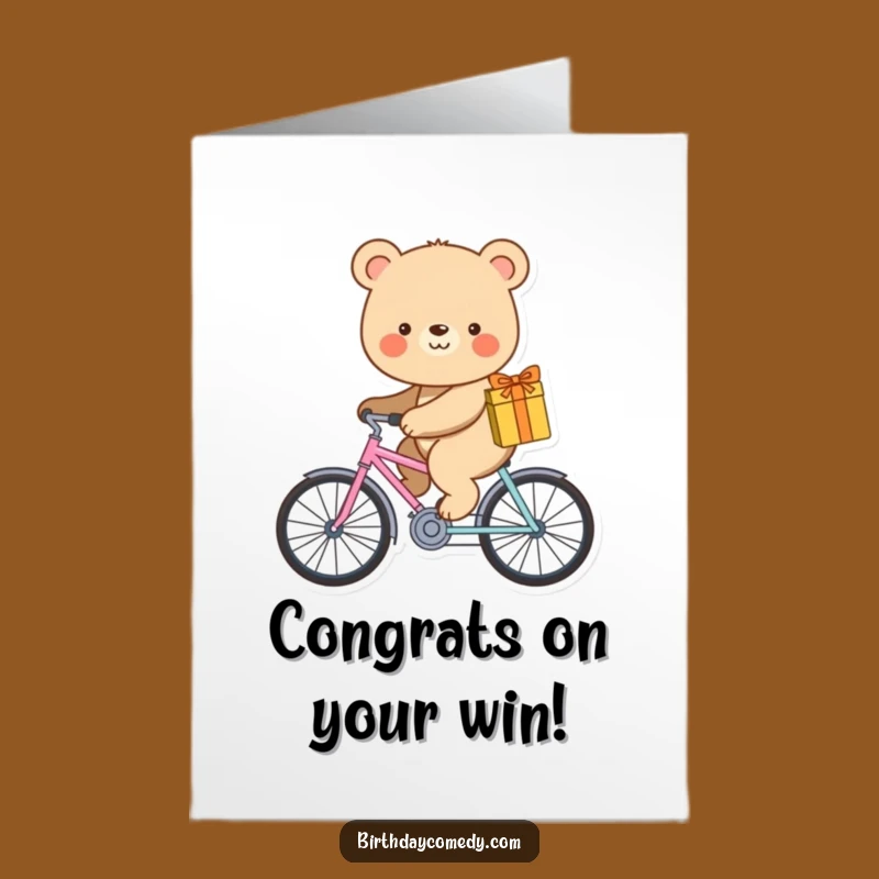 Free Printable Bear Congrats Card: Bicycle Bear Delivers Your Success!