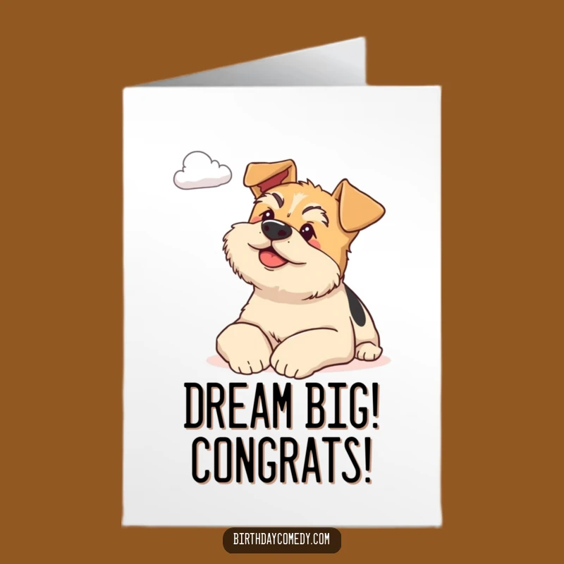 Free Printable Congrats Card: Content Terrier Cloud Gazing - Serene Downloadable