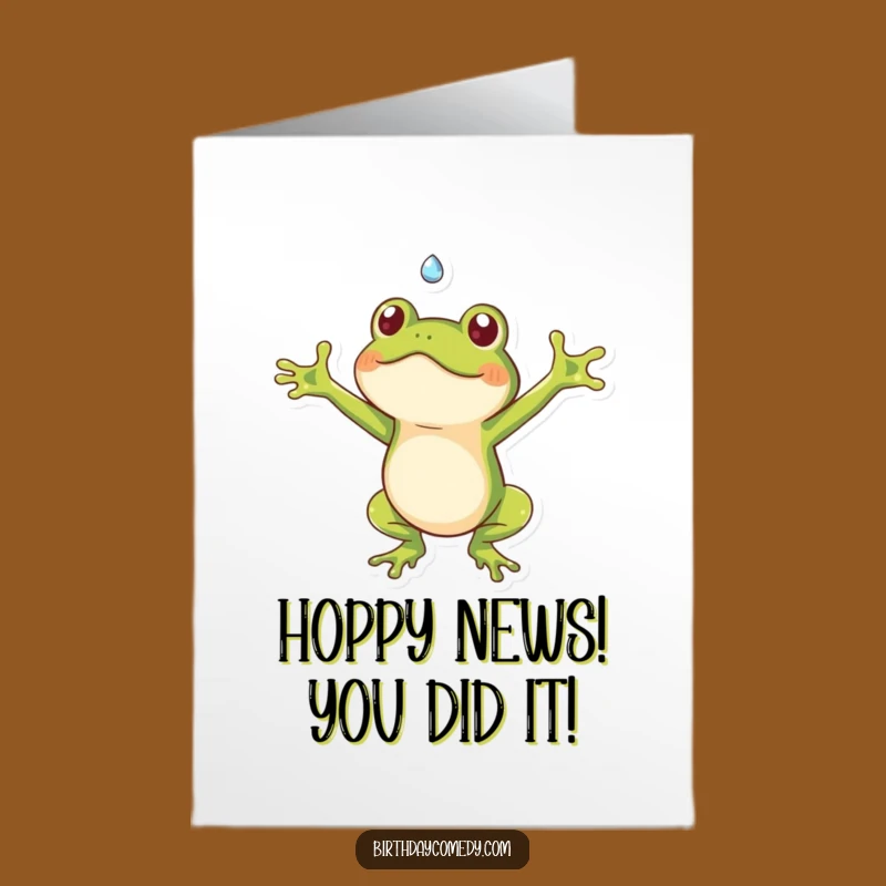 Free Printable Congrats Card: Funny Frog Dewdrop Catch - Instant Download Humor
