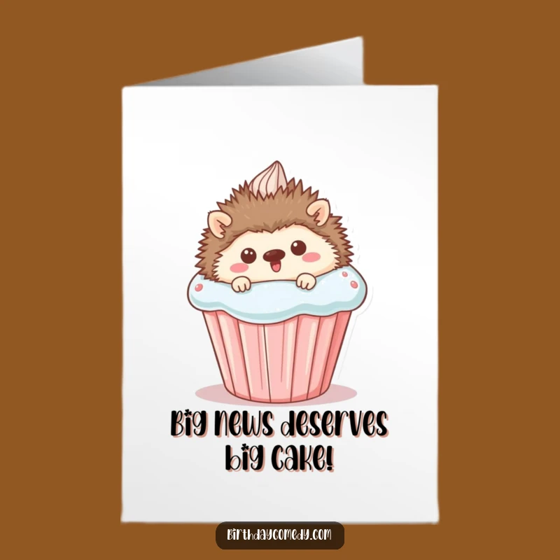 Free Printable Congrats Card: Hedgehog Cupcake Cheer - Delightful Downloadable Gift for Any Milestone!