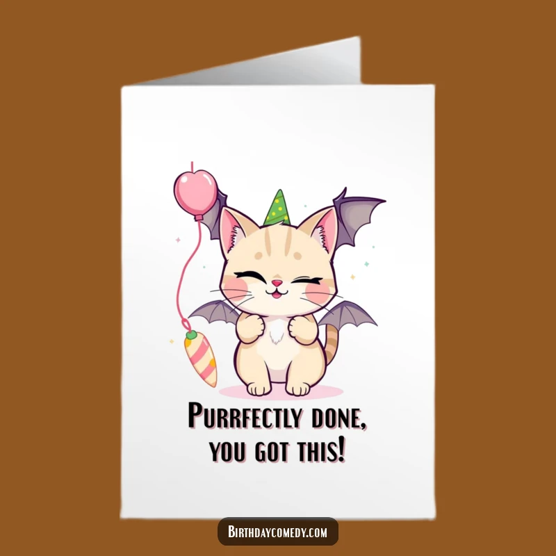 Free Printable Congrats Card: Winking Cat, Funny Downloadable Gift for Playful Wins