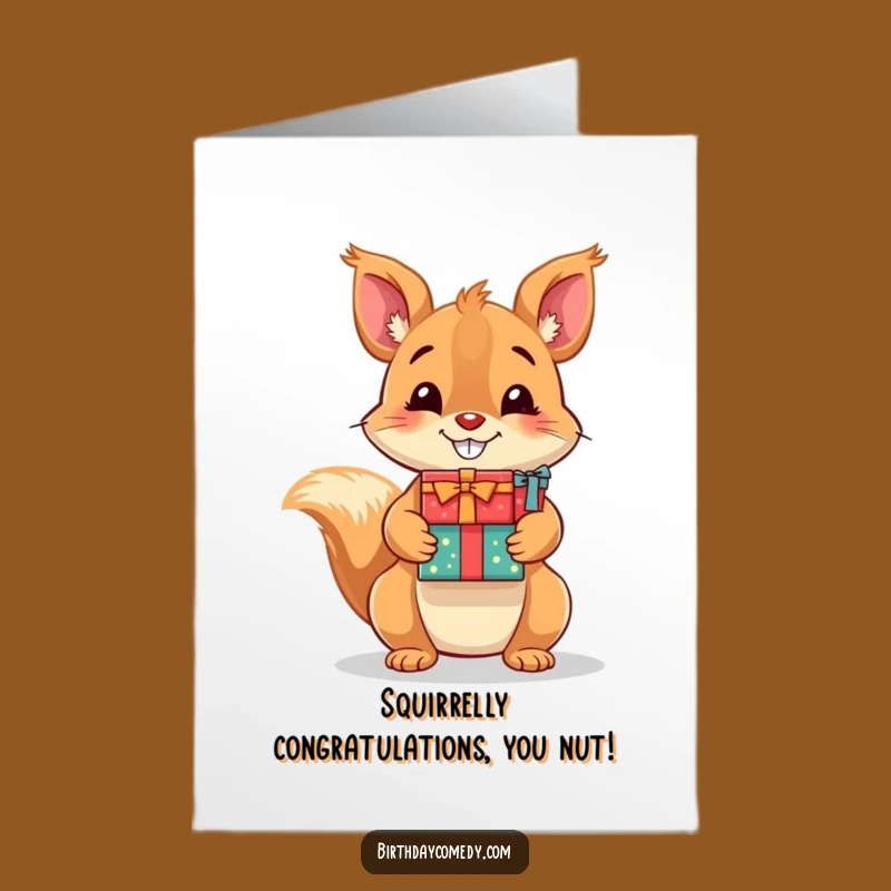 Free Printable Congratulations Card: Grinning Squirrel, Funny Downloadable Gift for Any Win