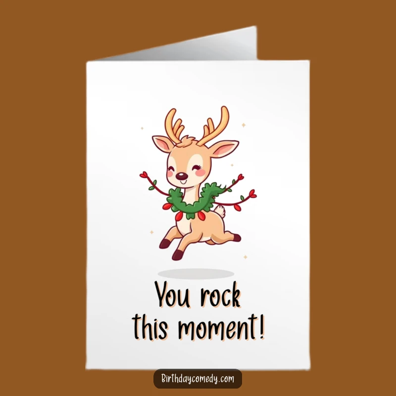 Free Printable Deer Garland Congrats Card: Funny Downloadable Gift for Joyful Achievements