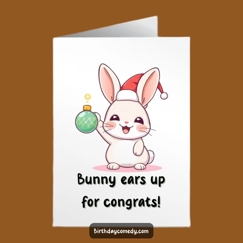 Free Printable Rabbit Congratulations Card: Festive Ornament Downloadable Gift