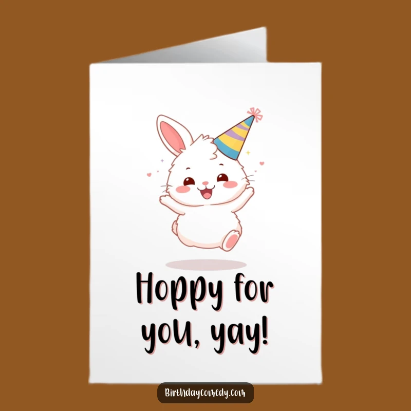 Free Printable Bunny Congrats Card: Bouncing Bunny for Your Big Win!