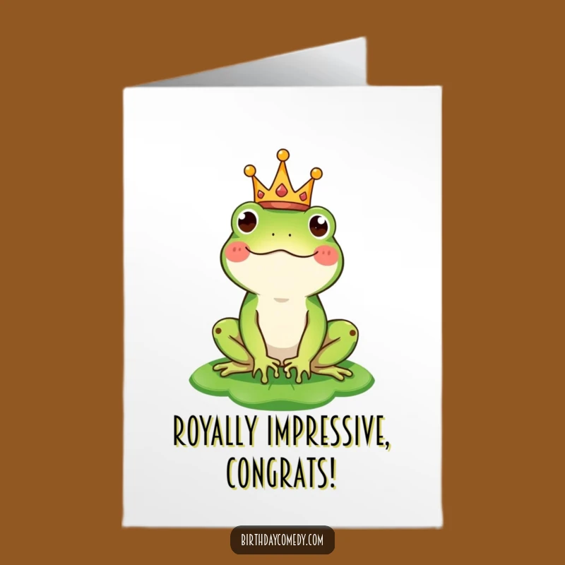 Free Printable Congrats Card: Frog King Celebration - Downloadable Royal
