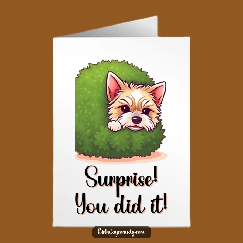 Free Printable Congrats Card: Terrier Puppy Peeking - Sweet Downloadable