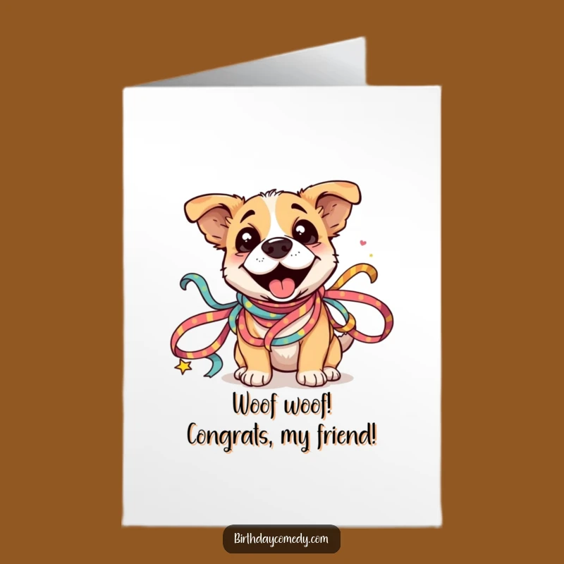 Free Printable Dog Congratulations Card: Ribbon Chaos Downloadable Gift