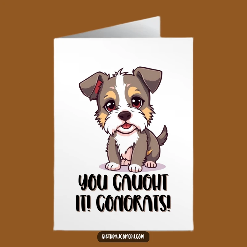 Free Printable Funny Congrats Card: Silly Terrier Shadow Chase - Humorous Downloadable