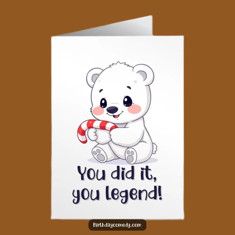Free Printable Congrats Card: Amused Polar Bear Cub, Downloadable & Funny