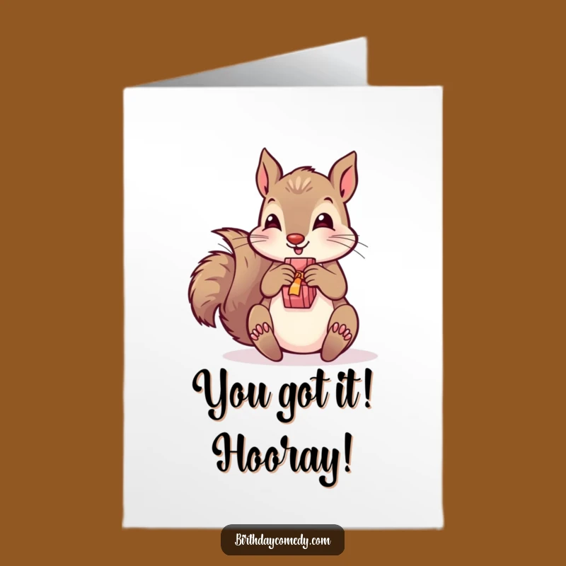 Squirrel's Gift Free Printable Congrats Card: Joyful Unwrapping, Easy Download & Print at Home