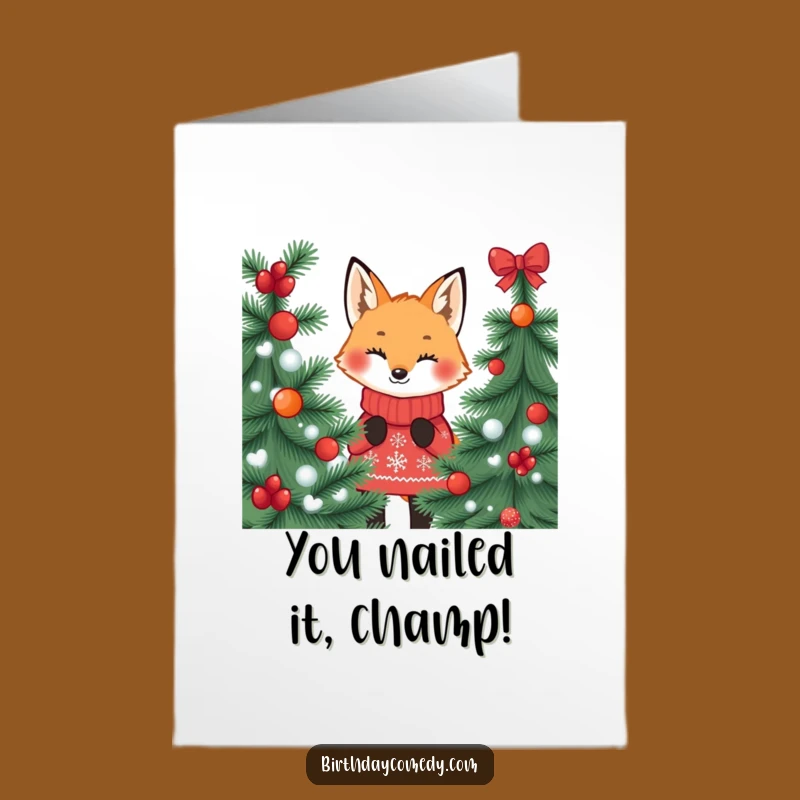 Free Printable Congrats Card: Festive Fox, Playful Greeting Download