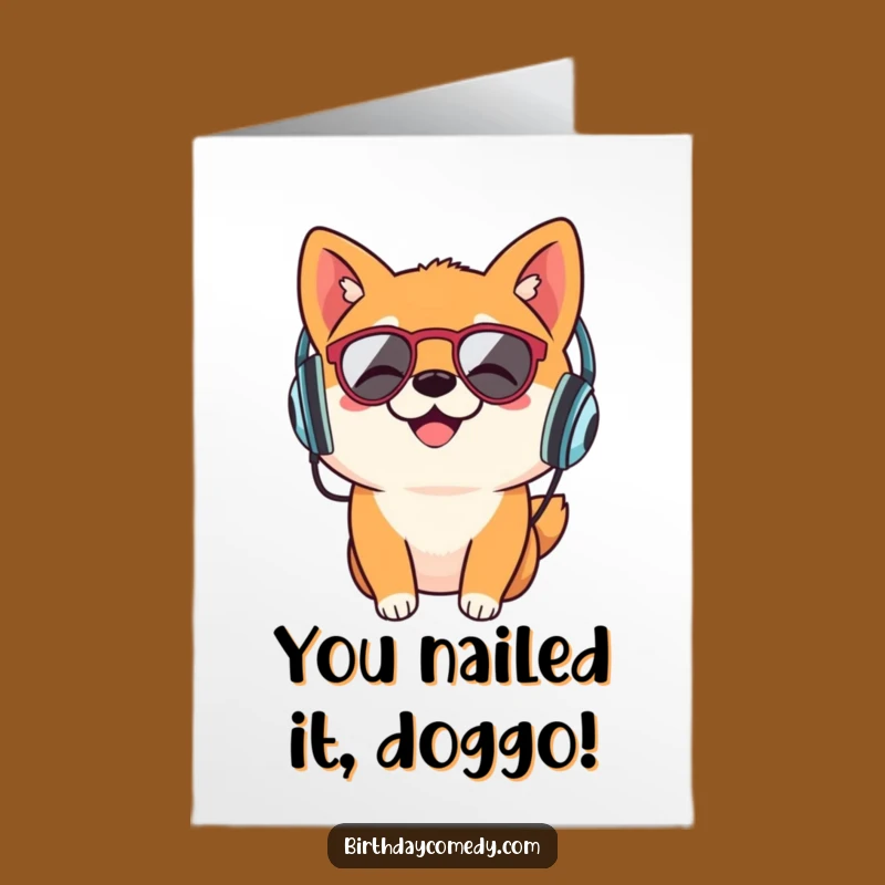 Free Printable Congrats Card: Shiba Inu DJing, a Hilarious Downloadable Celebration Gift