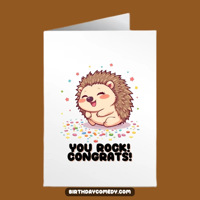 Free Printable Hedgehog Congrats Card: Joyful Roll of Fun Downloadable for Success