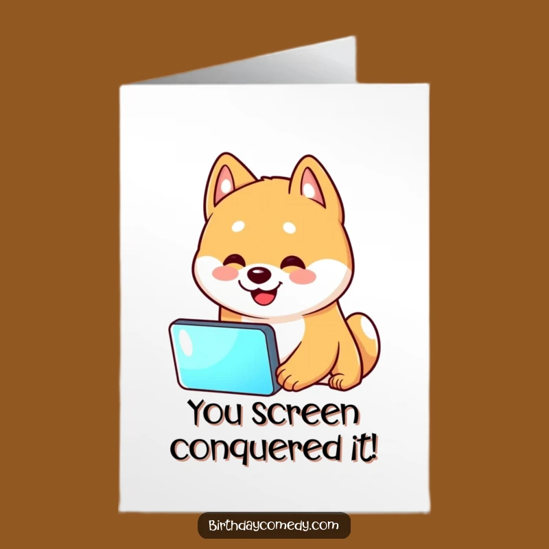 Free Printable Shiba Inu Congrats Card: Funny Dog Screen Time Downloadable Gift