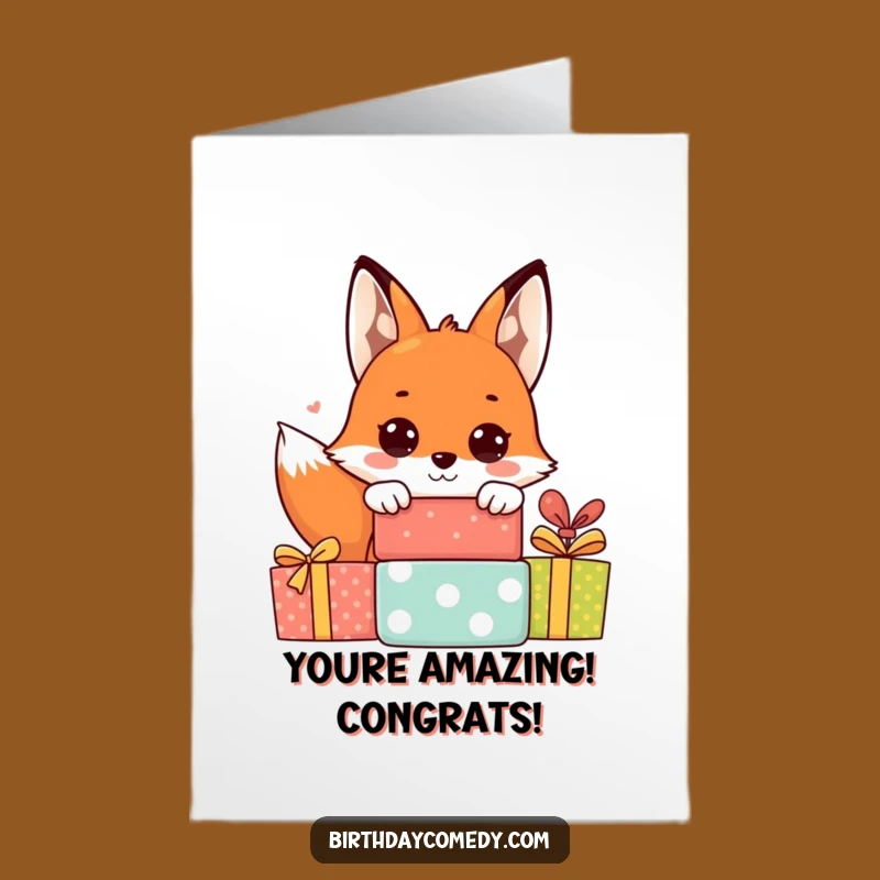 Free Printable Fox Congrats Card: Cute & Funny Downloadable for Celebrating Success with Glee