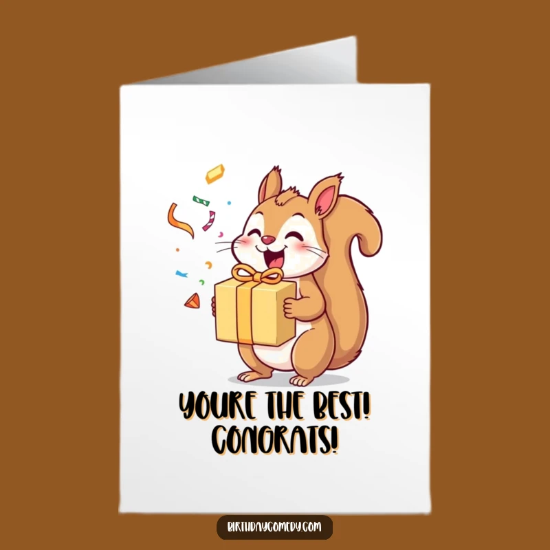 Free Printable Squirrel Congrats Card: Exuberant Gift Surprise Downloadable Cheer!