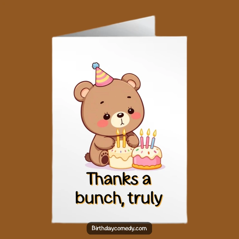 Free Printable Bear Thank You Card: Funny DIY Downloadable for Expressing Gratitude Hilariously