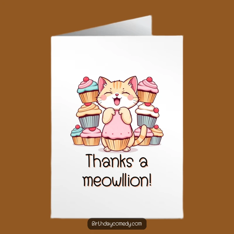 Free Printable Cat Thanks Card: Funny Cat Gift, Downloadable Gratitude, Print at Home