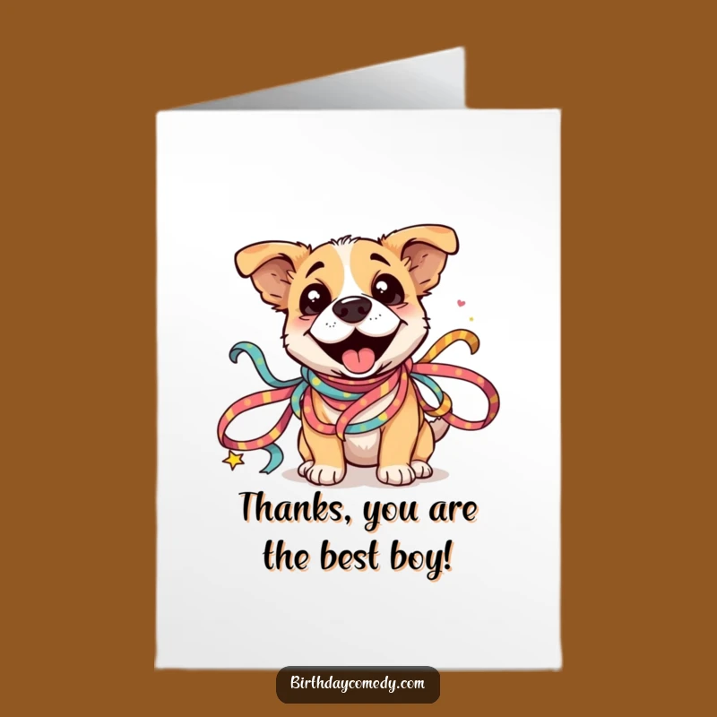 Free Printable Dog Thank You Card: Ribbon Surprise Downloadable Gift