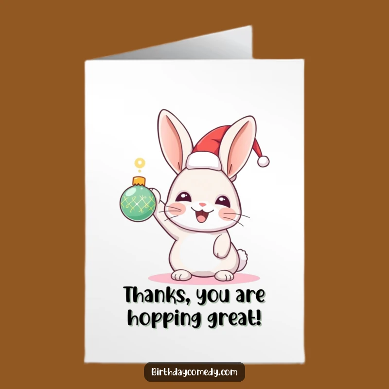 Free Printable Rabbit Thank You Card: Festive Ornament Downloadable Gift
